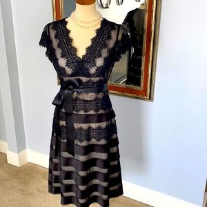 Black Lace Knee Length Dress